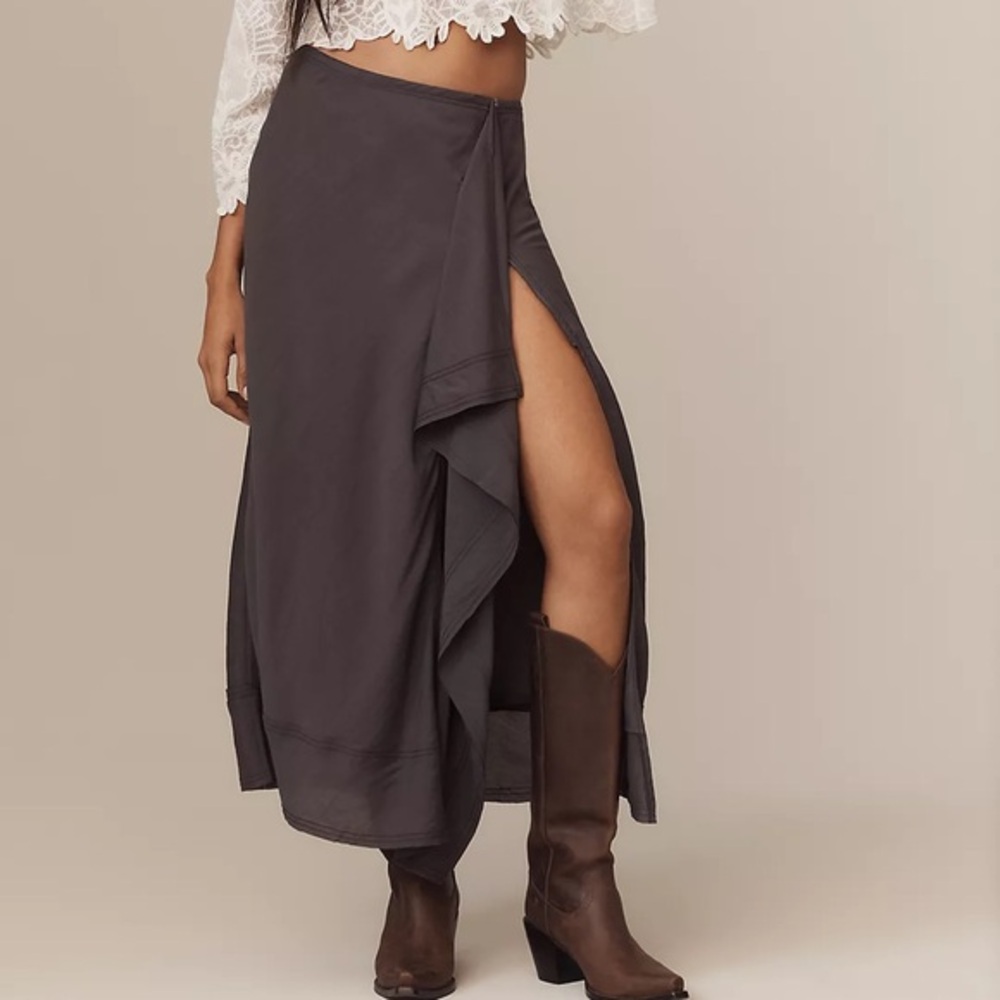 Anthropologie Front-Ruffle Maxi Skirt